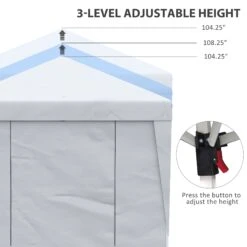 Outsunny 10' X 20' Pop Up Canopy Tent With Sidewalls, Height Adjustable Large Party Tent Event Shelter With Leg Weight Bags, Double Doors And Wheeled Carry Bag, For Garden, Patio, White -Outsunny 03T88c185c4ae1428