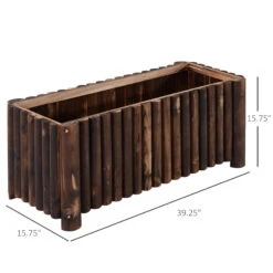 Outsunny 39" X 16" X 16" Wooden Raised Bed Garden Flower Planter Box For Vegetables And Herbs With 4 Drainage Holes Rustic Column Edge -Outsunny 04Rc1718172192bbc