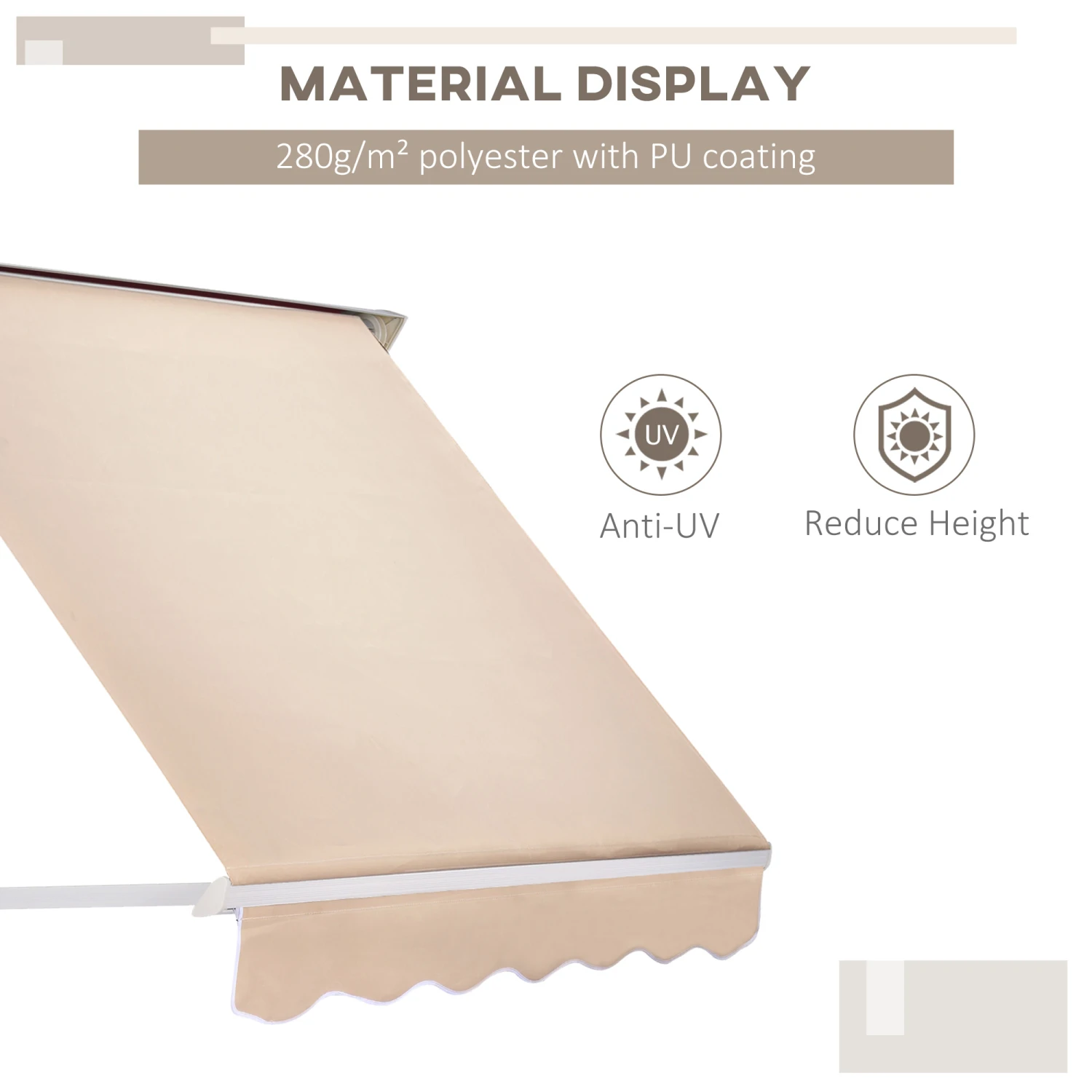 Outsunny 6' Drop Arm Manual Retractable Sun Shade Patio Window Awning - Cream 4 Outsunny 6' Drop Arm Manual Retractable Sun Shade Patio Window Awning - Cream - Image 4
