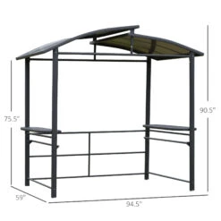 Outsunny 8x5ft Grill Gazebo Shelter With Interlaced Vented Polycarbonate Roof, Outdoor BBQ Gazebo With Side Shelves For Hanging Tools -Outsunny 0ABc171818c03a053