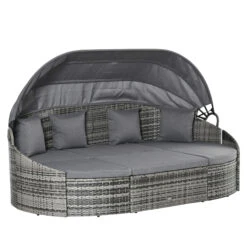 Outsunny Convertible Rattan Daybed Sectional, Grey