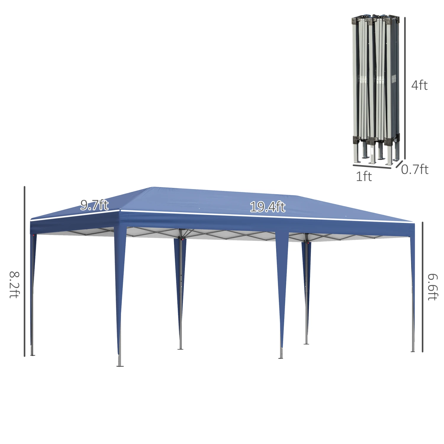 Outsunny 10' X 20' Pop Up Canopy Tent, Heavy Duty Tents For Parties, Outdoor Instant Gazebo Sun Shade Shelter With Carry Bag, For Catering, Events, Wedding, Backyard BBQ, Blue 3 Outsunny 10' X 20' Pop Up Canopy Tent, Heavy Duty Tents For Parties, Outdoor Instant Gazebo Sun Shade Shelter With Carry Bag, For Catering, Events, Wedding, Backyard BBQ, Blue - Image 3