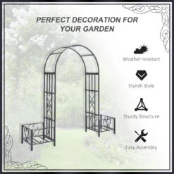 Outsunny 6.7' Steel Garden Arch Arbor With Scrollwork Hearts, Planter Boxes For Climbing Vines, Ceremony, Weddings, Party, Backyard, Lawn, Gray 19 Outsunny 6.7' Steel Garden Arch Arbor With Scrollwork Hearts, Planter Boxes For Climbing Vines, Ceremony, Weddings, Party, Backyard, Lawn, Gray -Outsunny 0Qc88c1831c2fbff5