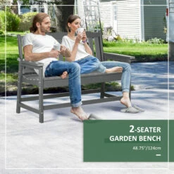 Outsunny Outdoor Bench For Two Person, Waterproof HDPE Garden Bench With Slatted Backrest And Seat, Patio Loveseat With Armrests For Lawn, Yard, Balcony, Porch, Dark Gray -Outsunny 0Zf88c185a459c80b