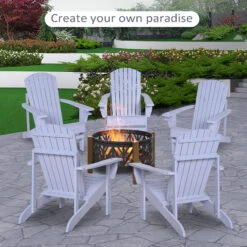 Outsunny Wooden Adirondack Chair, Outdoor Patio Lawn Chair With Cup Holder, Weather Resistant Lawn Furniture, Classic Lounge For Deck, Garden, Backyard, Fire Pit, Gray -Outsunny 0aCd4d17fbaec1c25