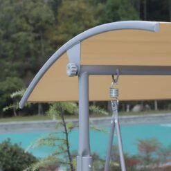 Outsunny 2 Person Porch Swing With Stand, Outdoor Swing With Canopy, Pivot Storage Table, 2 Cup Holders, Cushions For Patio, Backyard, Beige -Outsunny 0dP20517e67318438