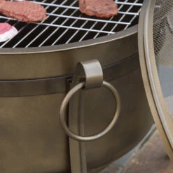 Outsunny Outdoor Fire Pit With Grill Cooking Grate, Cover, Fire Poker For Patio -Outsunny 0dufc917fcf44067c