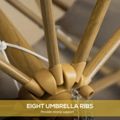 Outsunny 9' Patio Umbrella With Push Button Tilt And Crank, Double Top Ruffled Outdoor Market Table Umbrella With 8 Ribs, For Garden, Deck, Pool, Brown -Outsunny 0eh8611897186f914