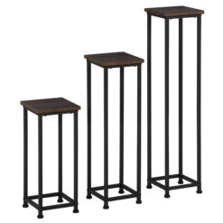 Outsunny Set Of 3 Outdoor Plant Stand, Nesting Display End Table, Plant Shelf Corner Planter Pot Rack For Indoor Outdoor Home Patio Garden Décor