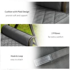 Outsunny 3-Seat Patio Swing Chair, Converting Flatbed, Outdoor Porch Swing Glider With Adjustable Canopy, Removable Cushions, Pillows For Garden, Poolside, Backyard, Gray 16 Outsunny 3-Seat Patio Swing Chair, Converting Flatbed, Outdoor Porch Swing Glider With Adjustable Canopy, Removable Cushions, Pillows For Garden, Poolside, Backyard, Gray -Outsunny 0me3c017e6ca112bb
