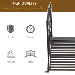 Outsunny 4’ Metal Arch Backyard Garden Bridge With Safety Siderails, Delicate Scrollwork, & Easy Assembly, Black Bronze -Outsunny 0sr76417e6cb36387