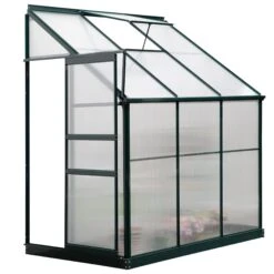 Outsunny Walk-In Garden Greenhouse Aluminum Polycarbonate With Roof Vent For Plants Herbs Vegetables 6' X 4' X 7' Green