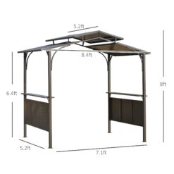 Outsunny 8'x5' BBQ Grill Gazebo With 2 Side Shelves, Outdoor Double Tiered Interlaced Polycarbonate Roof With Steel Frame, Brown -Outsunny 11Nede17e6afbebd9