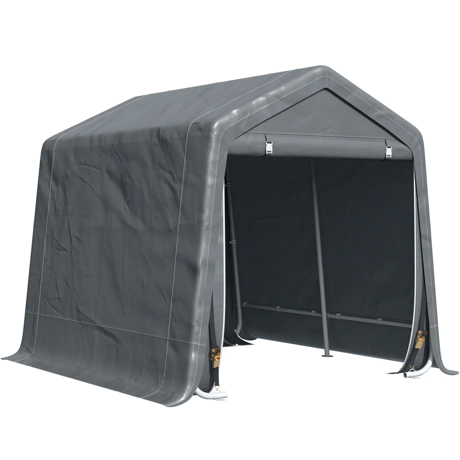 Outsunny 7.9' X 6.6' Garden Garage Storage Tent, Metal Frame Bike Shed W/ Zipper Doors 1 Outsunny 7.9' X 6.6' Garden Garage Storage Tent, Metal Frame Bike Shed W/ Zipper Doors