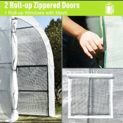 Outsunny Outdoor Walk-In Tunnel Wall Gardening Greenhouse With Windows And Doors - 2 Tiers 6 Wired Shelves - 10' L X 5'W X 7'H -Outsunny 13Wf0017e69fb9cfd