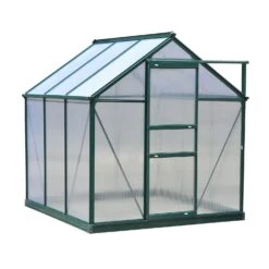 Outsunny 6' X 6' X 7 Polycarbonate Greenhouse Walk-in Plant Greenhouse For Backyard/Outdoor Use With Window And Door, Aluminum Frame, PC Board