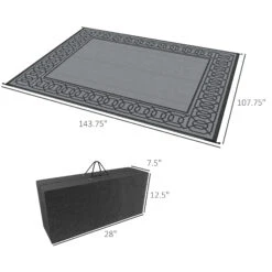 Outsunny Reversible Outdoor Rug Carpet, 9' X 12' Waterproof Plastic Straw Rug, Portable RV Camping Rugs With Carry Bag, Large Floor Mat For Backyard, Deck, Picnic, Beach, Black & Gray Border 10 Outsunny Reversible Outdoor Rug Carpet, 9' X 12' Waterproof Plastic Straw Rug, Portable RV Camping Rugs With Carry Bag, Large Floor Mat For Backyard, Deck, Picnic, Beach, Black & Gray Border -Outsunny 19Mc171855b4080f8