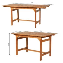 Outsunny Poplar Wood Slat Rectangular Extendable Outdoor Dining Table -Outsunny 1Da5d817e6731738a