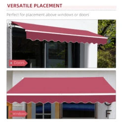 Outsunny 10' X 8' Manual Retractable Awning Sun Shade Shelter For Patio Deck Yard With UV Protection And Easy Crank Opening, Wine Red -Outsunny 1Fnb101831c0beb2d