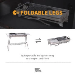 Outsunny Charcoal Barbecue Grill Stainless Steel Portable Folding Charcoal BBQ Grill Stainless Steel Camp Picnic Cooker -Outsunny 1RN34817e671f3198