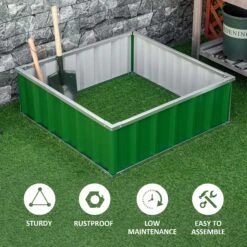 Outsunny 3x3 Ft Galvanized Raised Garden Bed, Metal Outdoor Planter Box For Gardening Vegetables Flowers And Herbs, Green 14 Outsunny 3x3 Ft Galvanized Raised Garden Bed, Metal Outdoor Planter Box For Gardening Vegetables Flowers And Herbs, Green -Outsunny 1SAd2717ed3326f3e