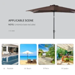 Outsunny 9' X 7' Patio Umbrella Outdoor Table Market Umbrella With Crank, Solar LED Lights, 45° Tilt, Push-Button Operation, For Deck, Backyard, Pool And Lawn, Brown -Outsunny 1Vc3d61815340c56e