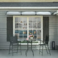 Outsunny Window Awning Door Canopy, 118" X 37.75" Polycarbonate Front Door Outdoor Patio Cover With Hollow Sheet For UV, Rain, Snow And Sunlight Protection, Brown -Outsunny 1Wrd0117ed3696cb9