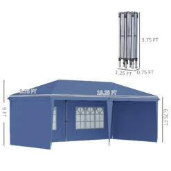 Outsunny 10' X 20' Pop Up Canopy Tent With 4 Sidewalls, Heavy Duty Tents For Parties, Outdoor Instant Gazebo With Carry Bag, For Outdoor, Garden, Patio, Blue -Outsunny 1arc17186e8ef227f