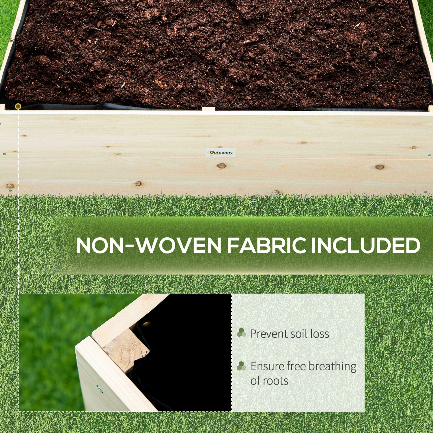 Outsunny Wooden Raised Garden Bed Kit, Elevated Planter Box With Bed Liner For Backyard, Patio To Grow Vegetables, Herbs, And Flowers, 4' X 4' X 12" 5 Outsunny Wooden Raised Garden Bed Kit, Elevated Planter Box With Bed Liner For Backyard, Patio To Grow Vegetables, Herbs, And Flowers, 4' X 4' X 12" - Image 5