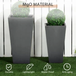 Outsunny 2-Pack Outdoor Planter Set, MgO Flower Pots With Drainage Holes, Durable & Stackable Plant Pot, 22in & 18in, For Entryway, Patio, Yard, Garden, Gray 13 Outsunny 2-Pack Outdoor Planter Set, MgO Flower Pots With Drainage Holes, Durable & Stackable Plant Pot, 22in & 18in, For Entryway, Patio, Yard, Garden, Gray -Outsunny 1fX88c18888ff4d57
