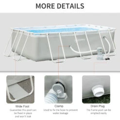Outsunny 11ft X 7ft X 32in Steel Frame Pool With Filter Pump, Outdoor Rectangular Frame Above Ground Swimming Pool, Light Grey -Outsunny 1kyb1017fae7c3d7e