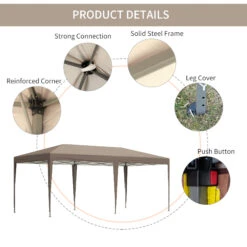 Outsunny 19' X 10' Outdoor Gazebo Pop Up Canopy Party Tent With Carrying Bag, Coffee 13 Outsunny 19' X 10' Outdoor Gazebo Pop Up Canopy Party Tent With Carrying Bag, Coffee -Outsunny 1ma88c18447f5f795