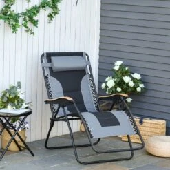 Outsunny Foldable Outdoor Lounge Chair With Footrest, Oversized Padded Zero Gravity Lounge Chair With Headrest, Cup Holders, Armrests, For Camping, Lawn, Garden, Pool, Gray 22 Outsunny Foldable Outdoor Lounge Chair With Footrest, Oversized Padded Zero Gravity Lounge Chair With Headrest, Cup Holders, Armrests, For Camping, Lawn, Garden, Pool, Gray -Outsunny 1pIc0b17e6a572b98