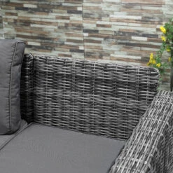 Outsunny 2 Piece Patio Wicker Corner Sofa Set, Outdoor PE Rattan Furniture, With Curved Armrests And Padded Cushions For Balcony, Garden, Or Lawn, Lawn, Grey -Outsunny 1qid4d17fae7c6b63