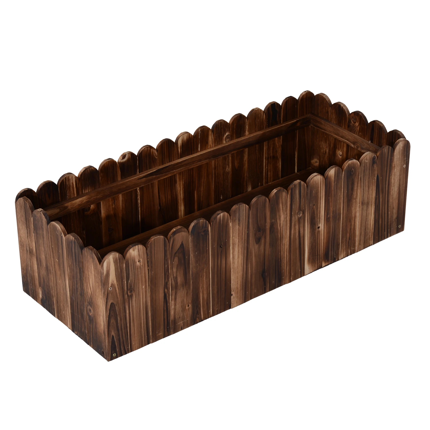 Outsunny 40" X 16" X 12" Raised Planter Box Garden Scalloped Edge Wooden 2 Outsunny 40" X 16" X 12" Raised Planter Box Garden Scalloped Edge Wooden - Image 2