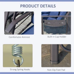 Outsunny 2 Seater Swing Chair, Garden Loveseat Swing Bench With Adjustable Canopy, Soft Cushions, Throw Pillows And Tray For Patio, Yard, Dark Blue 14 Outsunny 2 Seater Swing Chair, Garden Loveseat Swing Bench With Adjustable Canopy, Soft Cushions, Throw Pillows And Tray For Patio, Yard, Dark Blue -Outsunny 1sDb10180b0b9b834