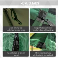 Outsunny Pop Up Camping Canopy Gazebo Screen Shelter Tent With Single Person Easy Set-Up, Ventilating Mesh, Portable Carry Bag For Outdoor Camping Party Event, 7x7FT, Green -Outsunny 1sra3a17e6b7c163f