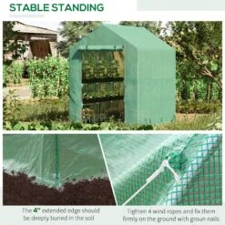 Outsunny 84.25" X 56.25" X 76.75" Walk-in Greenhouse, PE Cover, 3-Tier Shelves, Steel Frame Hot House, Roll-Up Zipper Door For Flowers, Vegetables, Saplings, Tropical Plants, Green -Outsunny 1tO88c17f914a1379