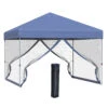 Outsunny 10' X 10' Pop Up Canopy Tent, Tents For Parties With Netting And Wheeled Carry Bag, Height Adjustable Instant Sun Shelter, For Outdoor, Garden, Patio, Blue