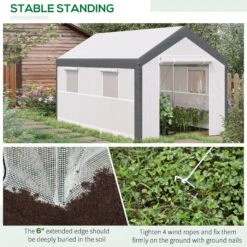 Outsunny 12' L X 7' W X 7' H Outdoor Walk-In Tunnel Greenhouse, Garden Warm Hot House With Roll Up Windows, Zippered Door, And Weather Cover, White/Dark Grey -Outsunny 23K88c180fe68a68c