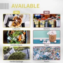 Outsunny 43 Gallon Outdoor Compost Tumbler Bin, Garden Composter With Dual Chamber Sliding Doors For Patio, Black & Yellow -Outsunny 2J7a091817217306d