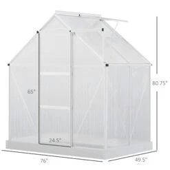 Outsunny 6' X 4' Hobby Greenhouse, Walk-in Polycarbonate Hot House Kit With Aluminum Frame, Sliding Door, Roof Vent, Silver 11 Outsunny 6' X 4' Hobby Greenhouse, Walk-in Polycarbonate Hot House Kit With Aluminum Frame, Sliding Door, Roof Vent, Silver -Outsunny 2KAc1718243e727db