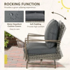 Outsunny Patio Bistro Set, Porch Furniture With Soft Cushions And Rocking Function For Yard, Lawn, Porch, Dark Gray 13 Outsunny Patio Bistro Set, Porch Furniture With Soft Cushions And Rocking Function For Yard, Lawn, Porch, Dark Gray -Outsunny 2Kac041896884bca5