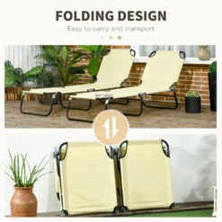 Outsunny Folding Chaise Lounge Pool Chairs, Outdoor Sun Tanning Chairs With Pillow, Reclining Back, Steel Frame & Breathable Mesh For Beach, Yard, Patio, Beige 13 Outsunny Folding Chaise Lounge Pool Chairs, Outdoor Sun Tanning Chairs With Pillow, Reclining Back, Steel Frame & Breathable Mesh For Beach, Yard, Patio, Beige -Outsunny 2Q988c1890485a0e6