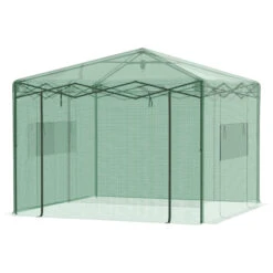 Outsunny 10' X 10' X 8' Portable Pop-up Walk-in Greenhouse With Roll-up Door & 2 Windows For Growing Flowers, Herbs, Vegetables -Outsunny 2TSdaa183cafed495