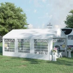 Outsunny 10' X 20' Outdoor Party Tent & Carport With Removable Sidewalls And Windows, Portable Garage Canopy Tent, Sun Shade Shelter, For Parties, Wedding, Outdoor Events, BBQ Grill -Outsunny 2W679f17e6a0deecc