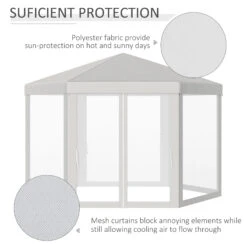 Outsunny Outdoor Cathedral Style Roof Party Gazebo With Mesh Walls - Cream White -Outsunny 2b3a0918162b6304e