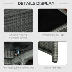 Outsunny 9 Piece Outdoor Rattan Wicker Dining Table And Chairs Furniture Set Space Saving Wicker Chairs W/ Cushions - Grey -Outsunny 2cbb1018181c28e95