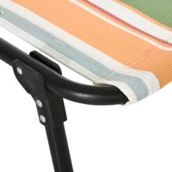 Outsunny Folding Chaise Lounge Pool Chairs, Outdoor Sun Tanning Chairs, Folding, Reclining Back, Steel Frame & Breathable Mesh For Beach, Yard, Patio, Rainbow Striped -Outsunny 2kE3d6181532bc054