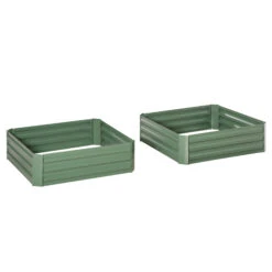 Outsunny Set Of 2 Raised Garden Bed Galvanized Steel Planter Boxes Easy Quick Setup